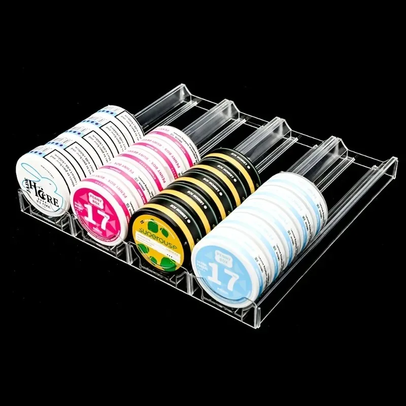 Selection of premium tobacco-free nicotine pouch cans in various flavors and strengths.
