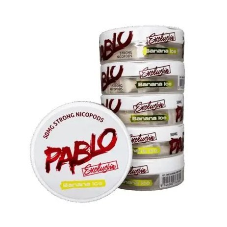 Selection of Pablo nicotine pouch cans displayed by flavor and strength